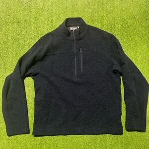Ibex Mens Merino Wool Pullover Medium 1/4 Zip Navy Blue